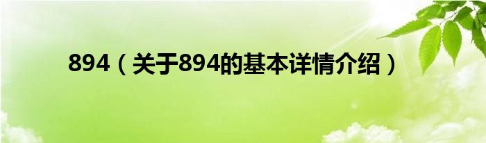 894（关于894的基本详情介绍）