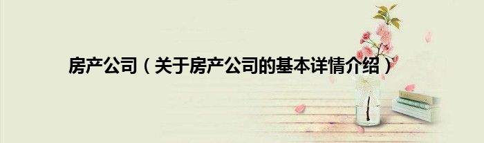 房产公司（关于房产公司的基本详情介绍）