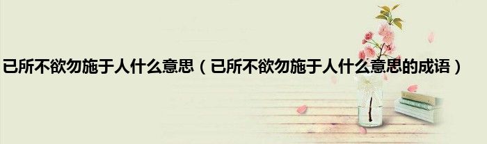 已所不欲勿施于人什么意思（已所不欲勿施于人什么意思的成语）