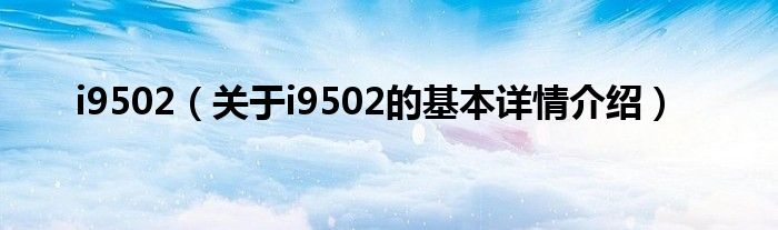 i9502（关于i9502的基本详情介绍）