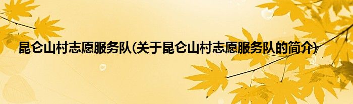 昆仑山村志愿服务队(关于昆仑山村志愿服务队的简介)