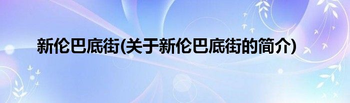 新伦巴底街(关于新伦巴底街的简介)