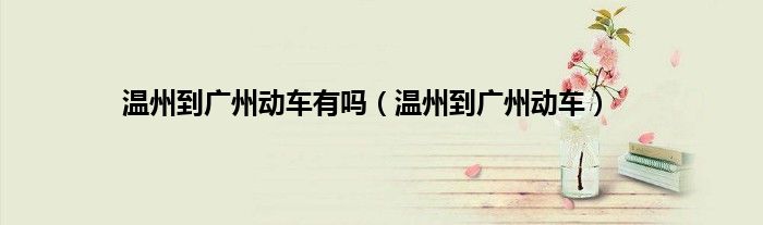 温州到广州动车有吗（温州到广州动车）