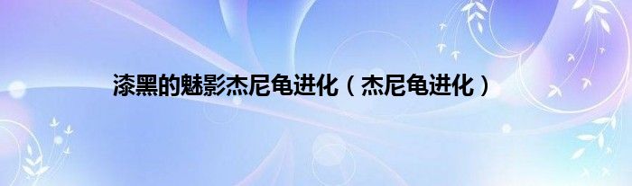 漆黑的魅影杰尼龟进化（杰尼龟进化）