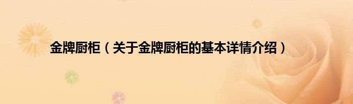 金牌厨柜（关于金牌厨柜的基本详情介绍）