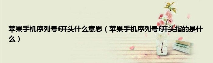 苹果手机序列号f开头什么意思（苹果手机序列号f开头指的是什么）